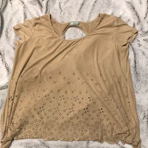 Tan open back short sleeve top